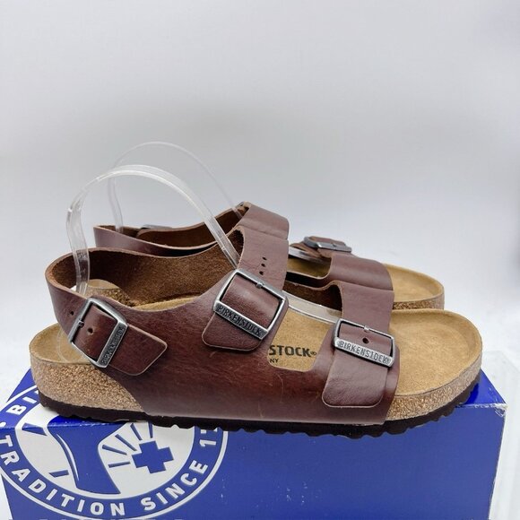 Birkenstock Milano Leather Sandals Vintage Roast Leather Mens EU 44 US 11-11.5 R - Picture 3 of 10
